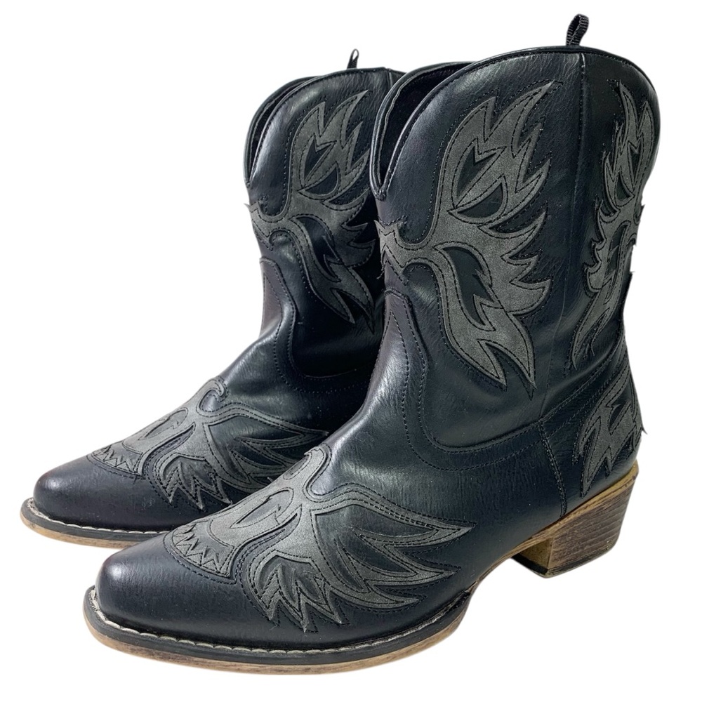 Roper Women's Amelia Eagle Overlay Western Cowboy Boots Size 9 Black Snip Toe - Picture 7 of 7